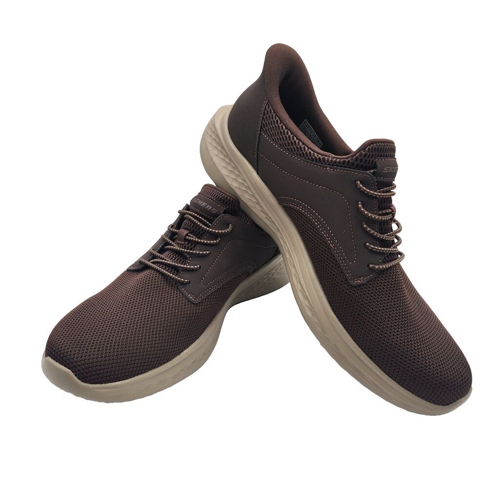 Mens Skechers Hands Free Swift Fit Sneakers Shoes Brown Memory Foam US 11 Unworn